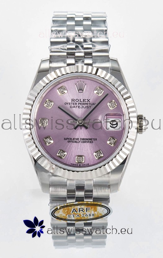Rolex Super Clone Datejust ETA 2688 Movement 31MM Stainless Steel Case Pink Dial Watch
