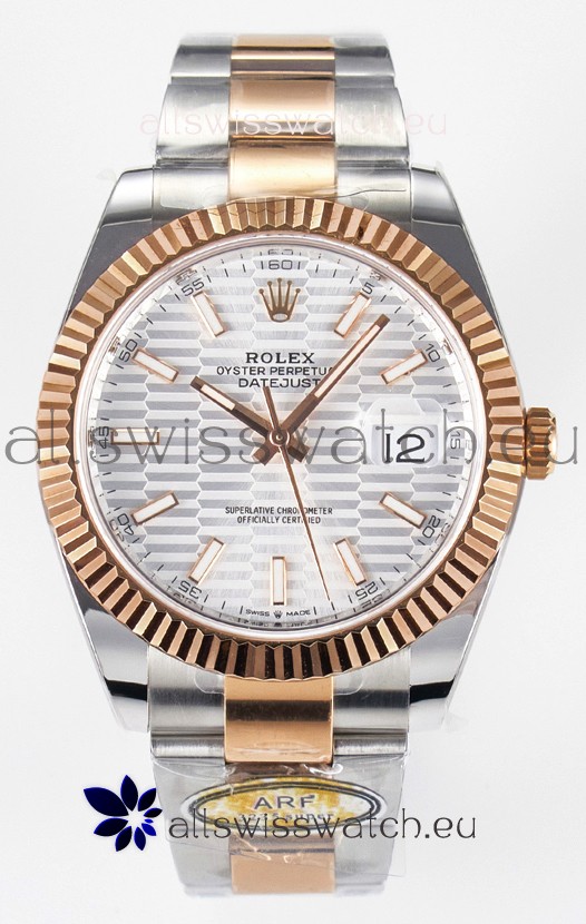 Rolex Super Clone Datejust ETA 3235 Movement 41MM Two Tone Rose Gold Plating Fluted Dial Watch
