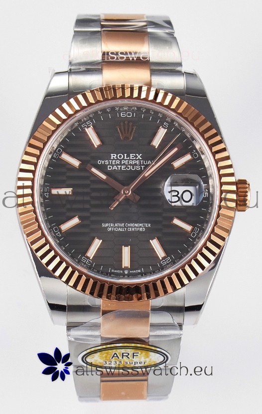Rolex Super Clone Datejust ETA 3235 Movement 41MM Two Tone Rose Gold Plating Fluted Dial Watch