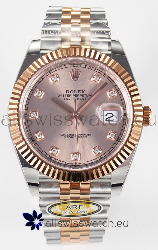Rolex Super Clone Datejust ETA 3235 Movement 41MM Two Tone Rose Gold Plating and Dial Watch
