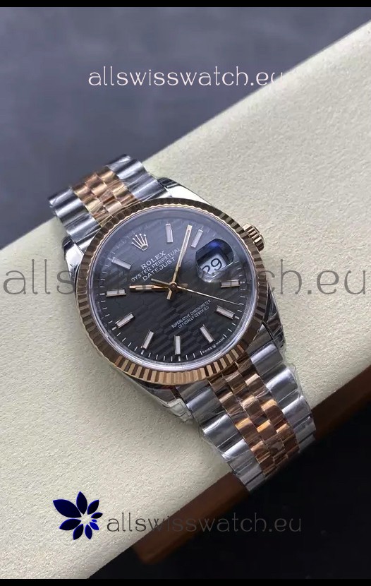 Rolex Super Clone Datejust ETA 3235 Movement 36MM Two Tone Yellow Gold Grey Fluted Dial Watch