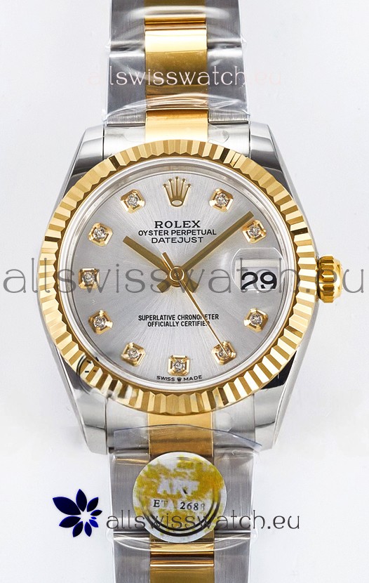 Rolex Super Clone Datejust ETA 2688 Movement 31MM Two Tone Yellow Gold Swiss Silver Dial