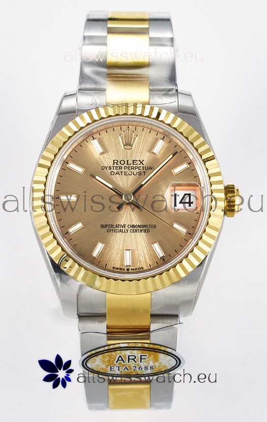 Rolex Super Clone Datejust ETA 2688 Movement 31MM Two Tone Yellow Gold Watch and Dial