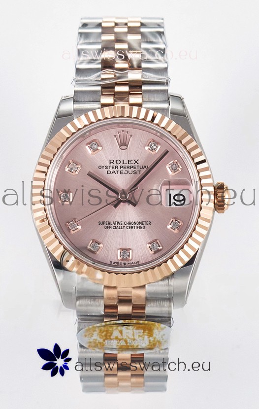 Rolex Super Clone Datejust ETA 2688 Movement 31MM Two Tone Rose Gold Swiss Champange Dial