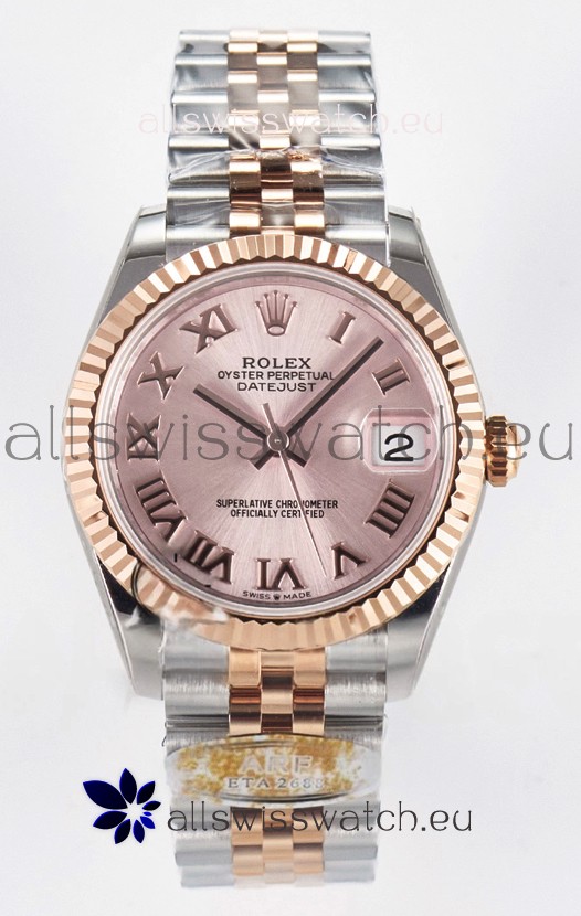 Rolex Super Clone Datejust ETA 2688 Movement 31MM Two Tone Rose Gold Swiss Champange Dial