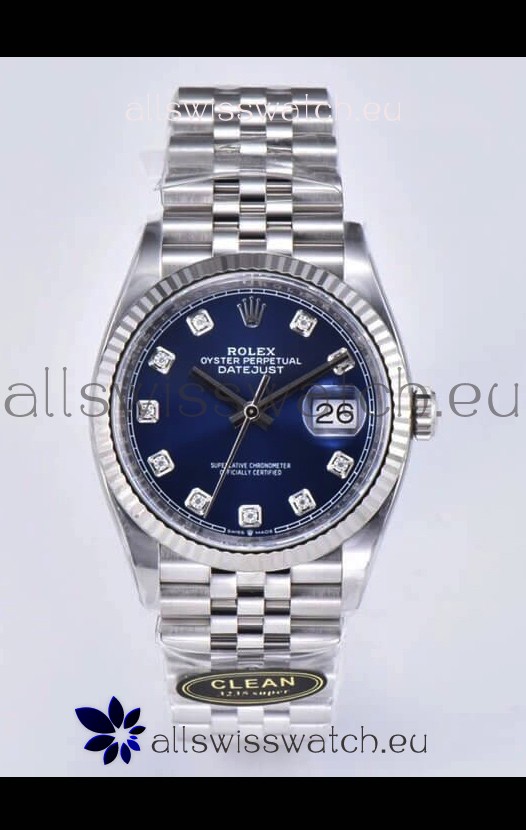 Rolex Datejust 126234 36MM Swiss Replica in 904L Steel in Blue Dial 1:1 Mirror Replica