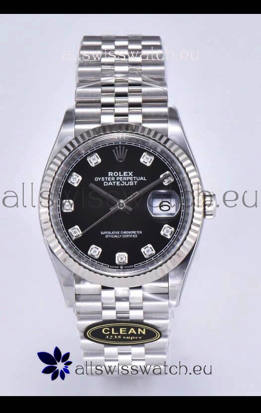 Rolex Datejust 126234 36MM Swiss Replica in 904L Steel in Black Dial 1:1 Mirror Replica