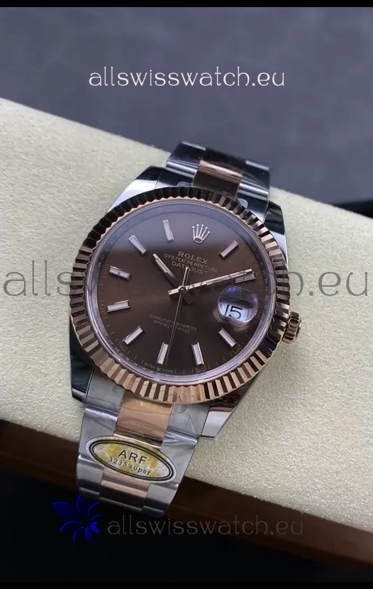 Rolex Datejust 126331 41MM ETA3235 72 Hours Power Brown Dial Oyster 1:1 Mirror Replica in Rose Gold 904L Steel
