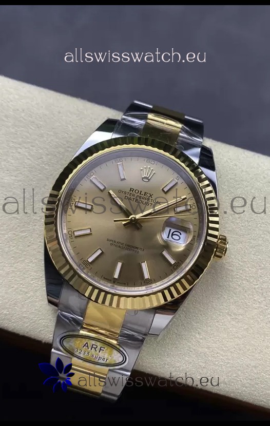 Rolex Datejust M126333 41MM ETA3235 72 Hours Power Gold Dial Oyster 1:1 Mirror Replica Yellow Gold 904L Steel