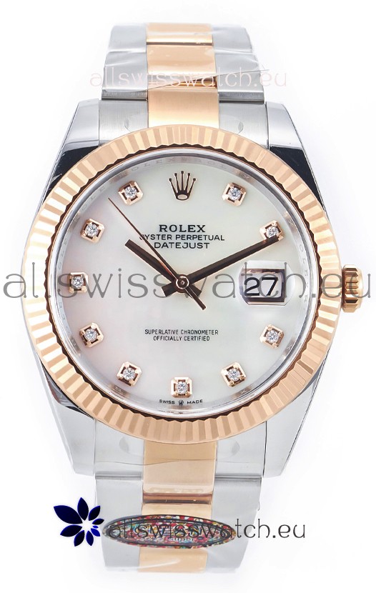 Rolex Datejust M126333 41MM ETA3235 72 Hours Power Pearl Dial Oyster 1:1 Mirror Replica Rose Gold 904L Steel