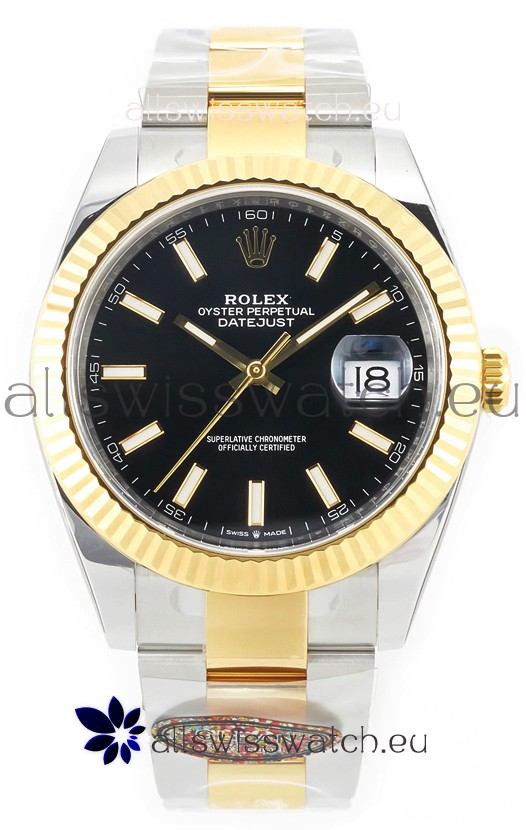 Rolex Datejust M126333 41MM ETA3235 72 Hours Power Black Dial Oyster 1:1 Mirror Replica Yellow Gold 904L Steel