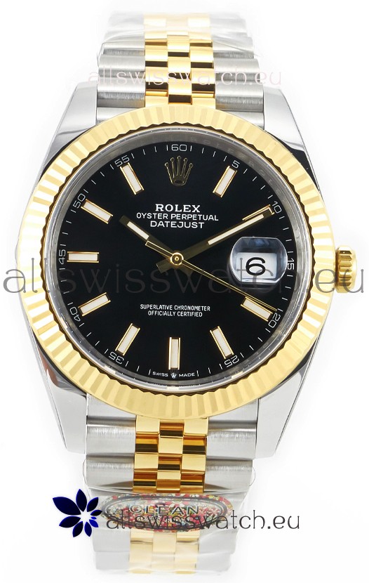 Rolex Datejust M126333 41MM ETA3235 72 Hours Power Black Dial Jubilee 1:1 Mirror Replica Yellow Gold 904L Steel