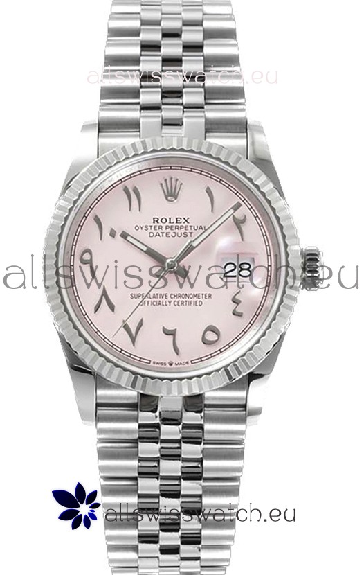 Rolex Datejust M126234 36MM ETA3235 Pink Arabic Dial - 904L Steel Casing 
