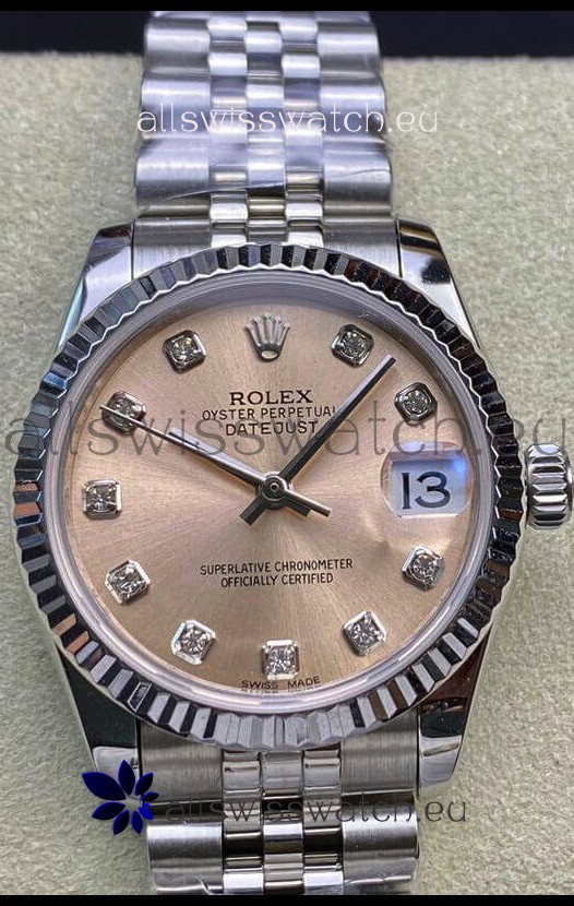 Rolex Datejust 31MM Swiss 1:1 Mirror Replica in 904L Steel - Champange Dial