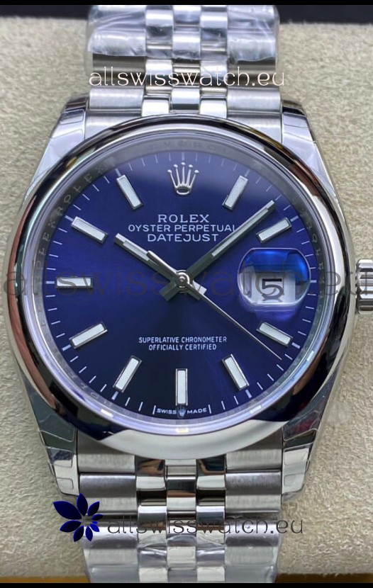 Rolex Datejust 126200-0006 36MM Swiss 1:1 Mirror Swiss Replica in 904L Steel in Blue Dial