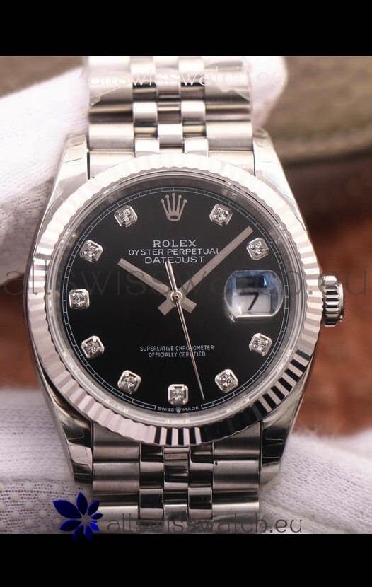 Rolex Datejust 126234 36MM Swiss Replica in 904L Steel in Black Dial 1:1 Mirror Replica