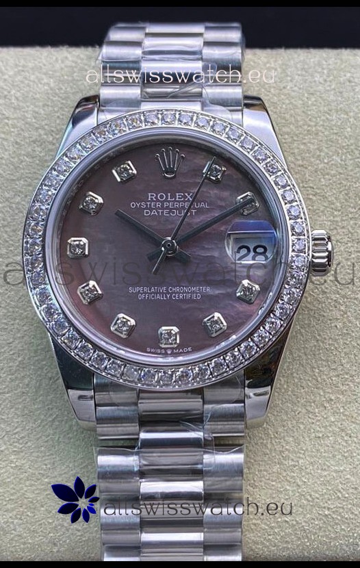 Rolex Datejust 178384 31MM Swiss Replica in 904L Steel in Grey Dial - 1:1 Mirror Replica