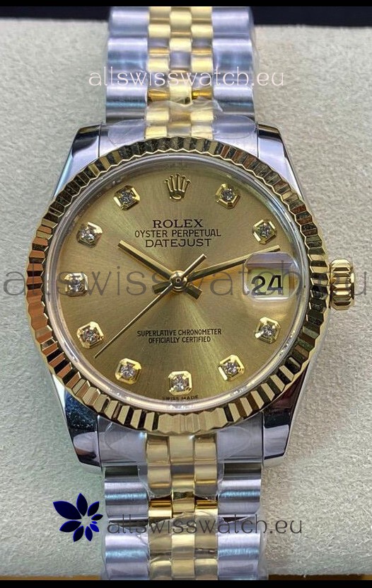 Rolex Datejust 278273 31MM Swiss Replica in 904L Steel in Gold Dial - 1:1 Mirror Replica