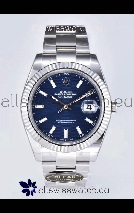 Rolex Datejust Cal.3235 Movement 1:1 Mirror Replica 904L Steel 41MM - Blue Fluted Motif Dial