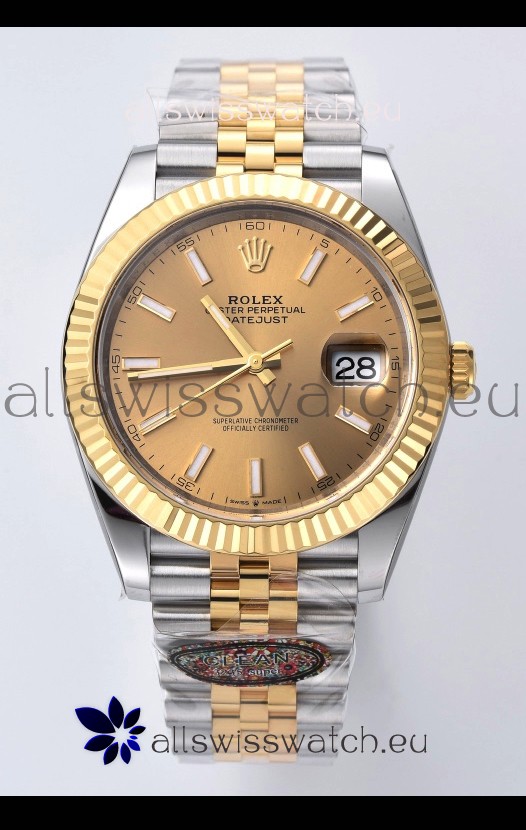 Rolex Datejust 126333 41MM Cal.3235 Swiss 1:1 Mirror Replica Watch in 904L Pale Gold Dial