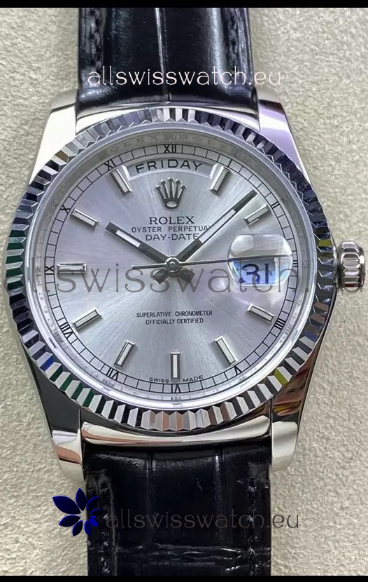 Rolex Day Date 904L Steel Casing Watch in Steel Dial 36MM - 1:1 Mirror Quality 