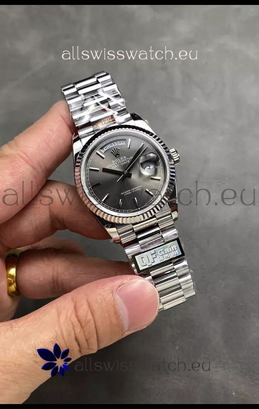 Rolex Day Date Super Clone Stainless Steel Grey Dial Watch 36MM - 1:1 Mirror Quality