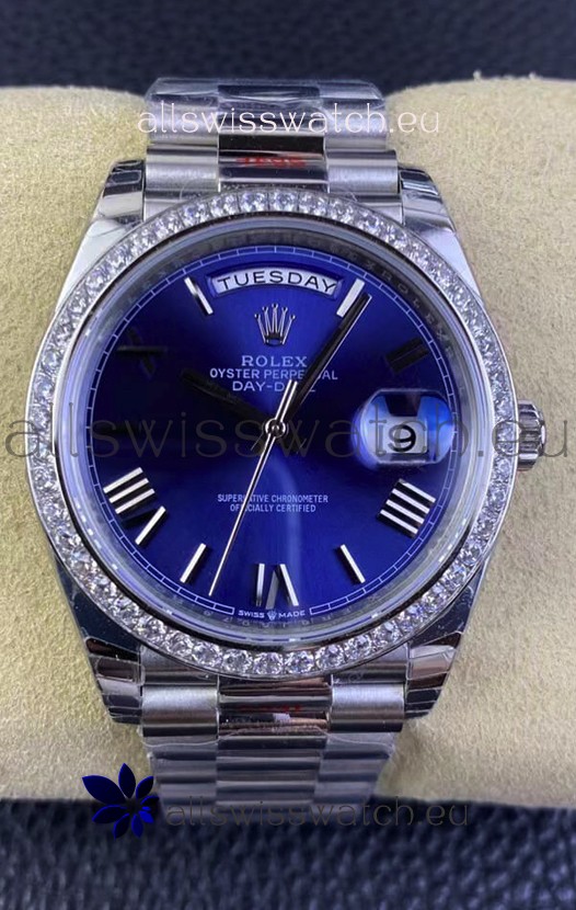 Rolex Day Date M228206-0015 904L Steel 40MM - Blue Dial 1:1 Mirror Replica