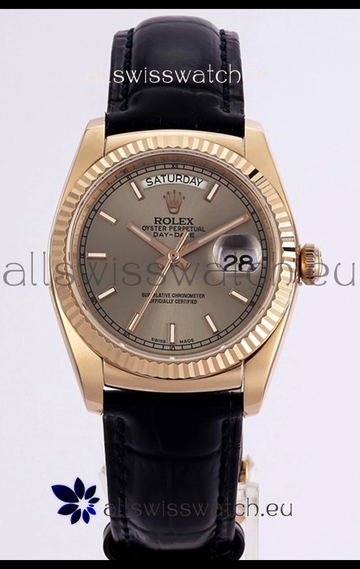 Rolex Day Date Rose Gold 904L Steel Casing Watch in Gold Dial 36MM - 1:1 Mirror Quality