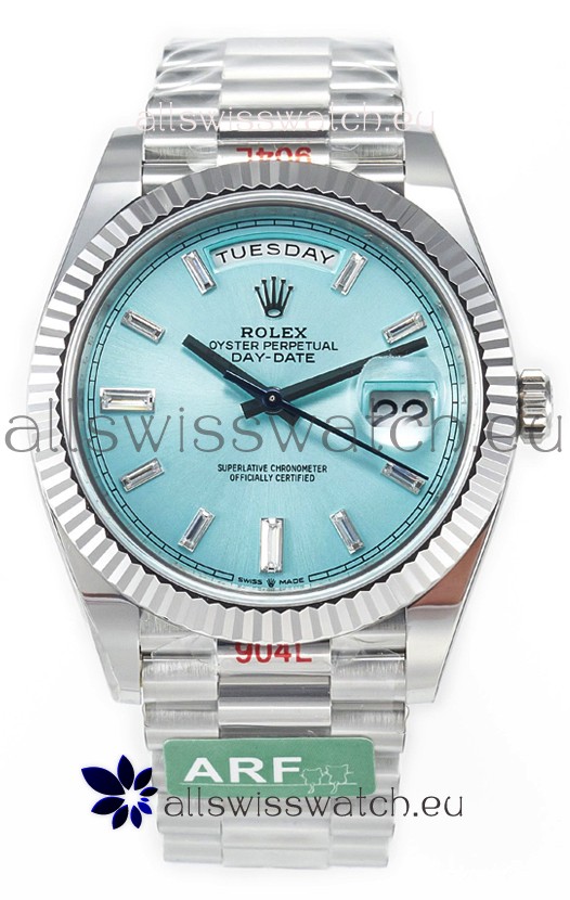 Rolex Day Date 904L Stainless Steel Tiffany Blue Diamonds Dial Watch 40MM - 1:1 Mirror Quality