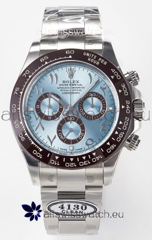 Rolex Daytona Super Clone ICE Blue Dial Diamonds Bezel Cal.4130 Movement - 904L Steel Watch