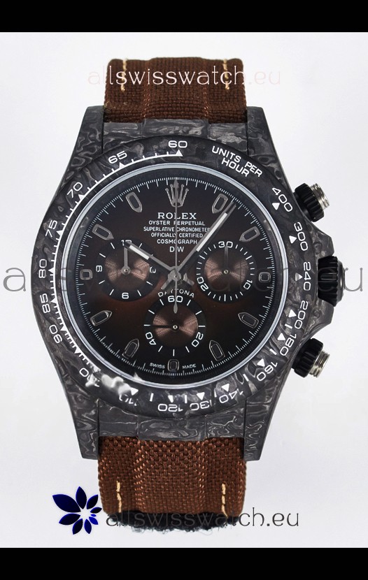 Rolex Daytona Super Clone DiW Edition Carbon Fiber Watch in Brown Dial - Cal.4130 Movement