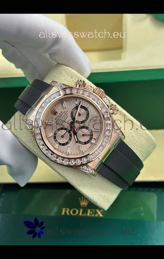Rolex Daytona Super Clone Rose Gold Casing & Dial Cal.4131 Movement Watch Custom Sapphires Bezel