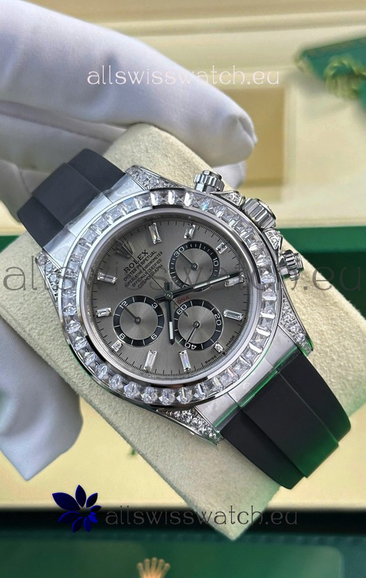 Rolex Daytona Super Clone White Gold Casing Steel Dial Cal.4131 Movement Watch Custom Sapphires Bezel