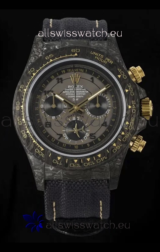 Rolex Daytona Super Clone Watch in Grey Dial Grey Carbon Casing 1:1 Mirror Replica