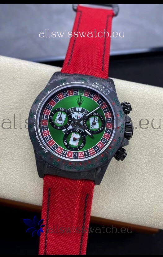 Rolex Daytona DiW NTPT Carbon Lucky Player Casino Swiss Replica Watch 1:1 Mirror Replica