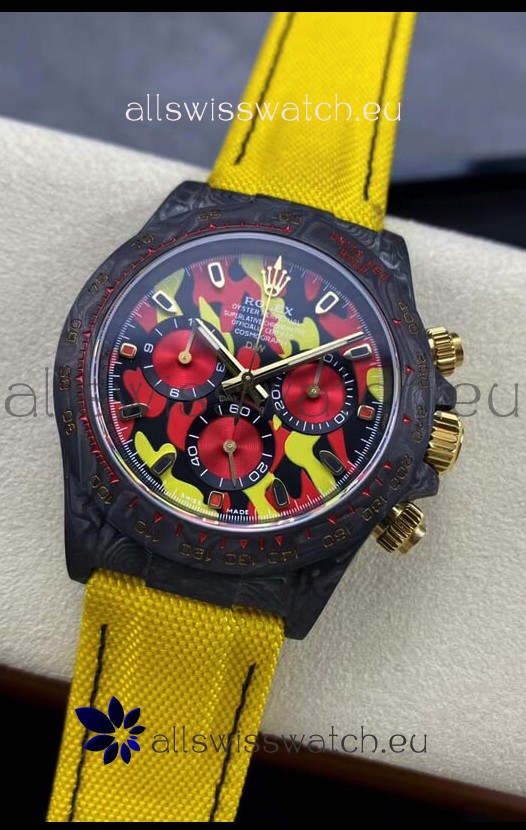 Rolex Daytona DiW Military Yellow Edition Watch - Forged Cabon Casing 1:1 Mirror Replica