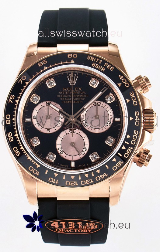 Rolex Cosmograph Daytona M126515 Rose Gold Black Diamonds Dial Original Cal.4131 Movement Watch 