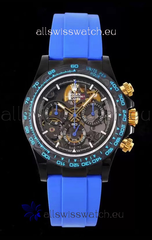 Rolex Daytona Blaken Blue 1:1 Swiss Mirror Replica Skeleton Dial Cal.4130 Movement