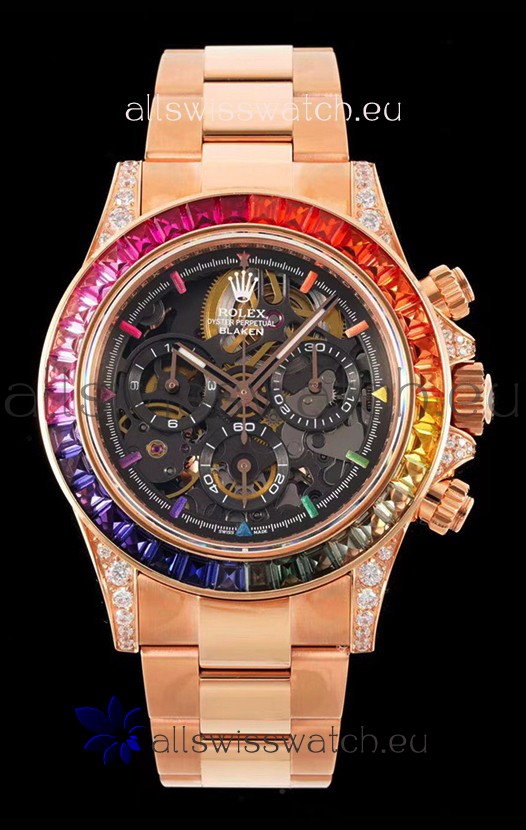 Rolex Daytona Blaken Gold 1:1 Swiss Mirror Replica Skeleton Dial Cal.4130 Movement