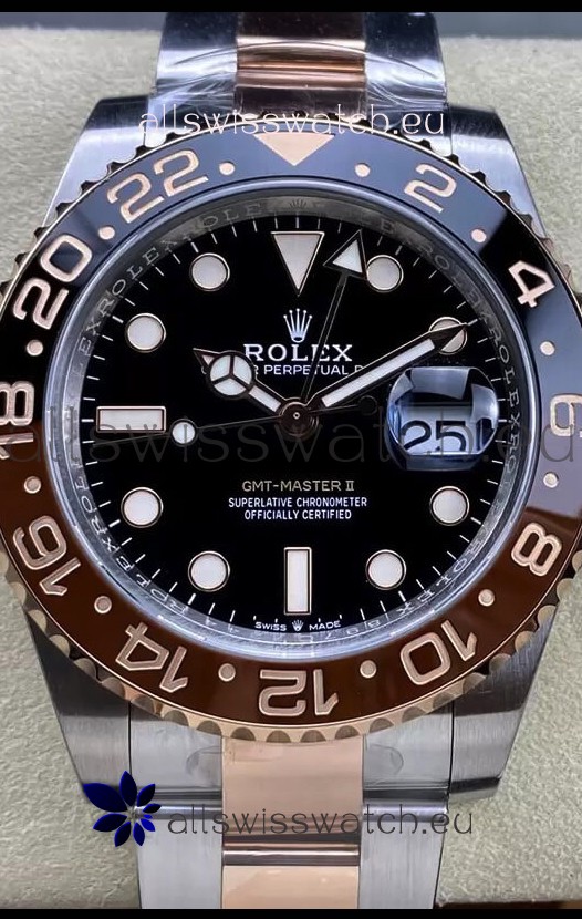 Rolex GMT Masters II M126711CHNR-0002 Everose Two Tone Gold Swiss Replica 1:1 Mirror Watch