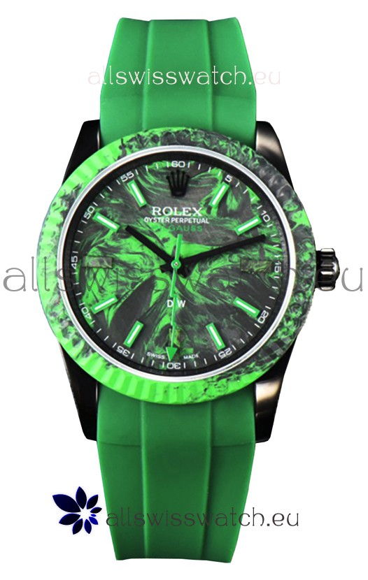 Rolex Milgauss DiW Green Carbon Casing Watch - ETA2836 Automatic Movement in Green Strap 