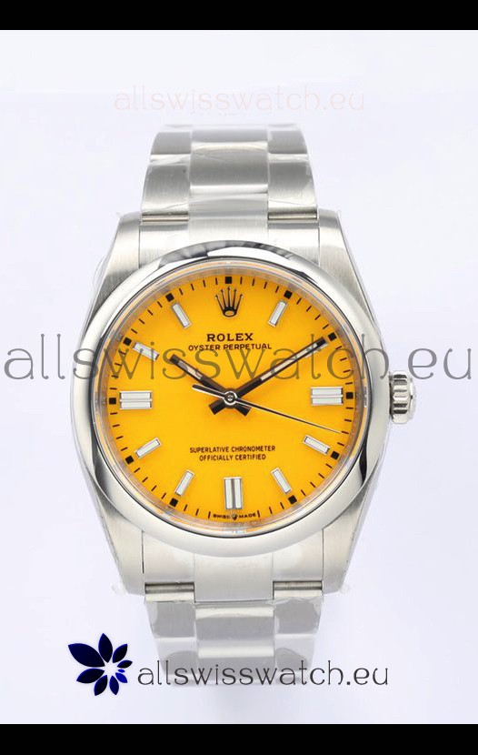 Rolex Oyster Perpetual REF#126000 36MM Swiss Movement Swiss Replica Yellow Dial 904L Steel 1:1 Mirror Replica Watch