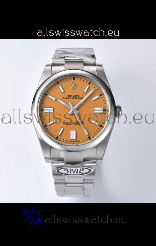 Rolex Oyster Perpetual REF#124300 41MM Cal.3230 Movement Swiss Replica Dark Yellow Dial 904L Steel 1:1 Mirror Replica Watch