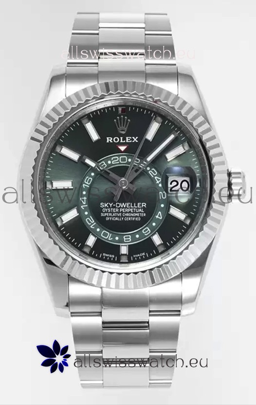 Rolex Sky-Dweller REF #m336934 Green Dial Watch in 904L Steel Case - Super Clone Watch
