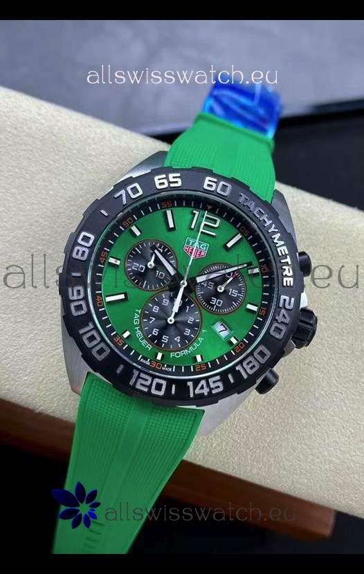 Tag Heuer F1 Edition Swiss Quartz Watch in Green Dial Stainless Steel Casing Rubber Strap