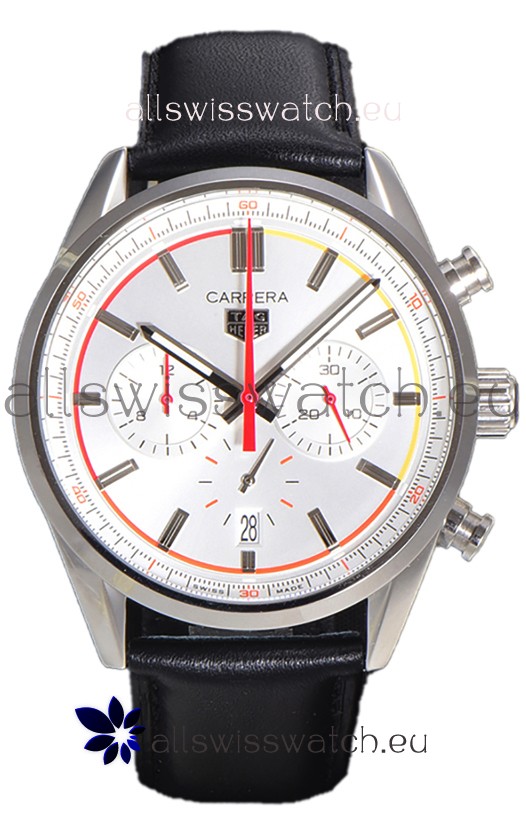 Tag Heuer Carrera Chronosprint X Swiss Quartz Replica Watch White dial Leather Strap 