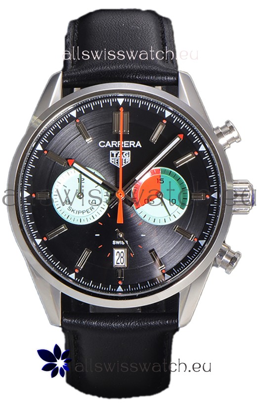 Tag Heuer Carrera Carrera Skipper 39 Chronograph Swiss Quartz Replica Watch Black Dial 