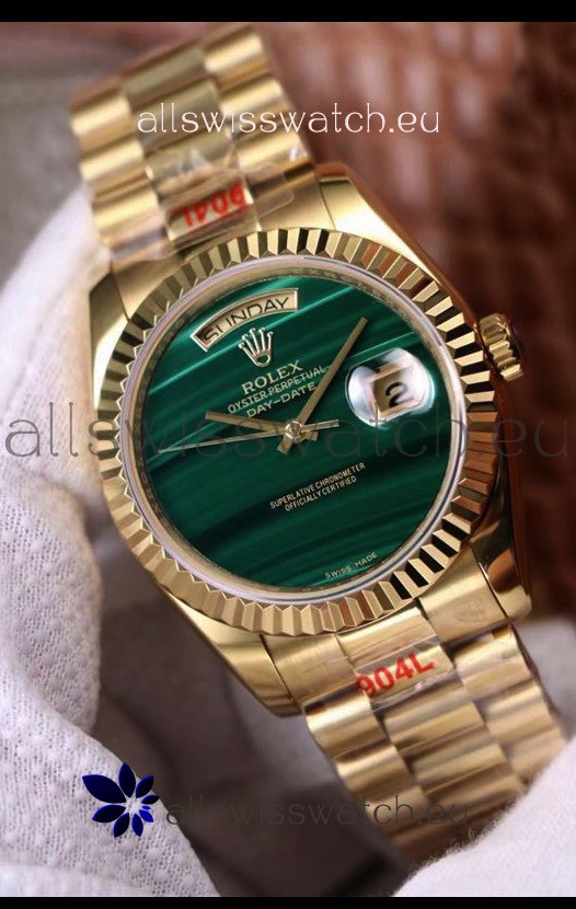 Rolex Day Date 18238 Presidential 18K Yellow Gold Watch 36MM - Malachite Dial 1:1 Mirror Quality Watch 