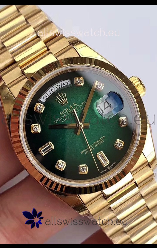 Rolex Day Date 128238 Presidential 18K Yellow Gold Watch 36MM - Green Dial 1:1 Mirror Quality Watch