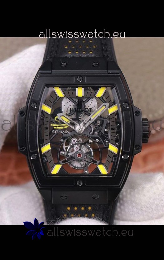 Hublot Masterpiece MP Senna Edition Genuine Tourbillon Swiss Replica Watch in PVD Coating